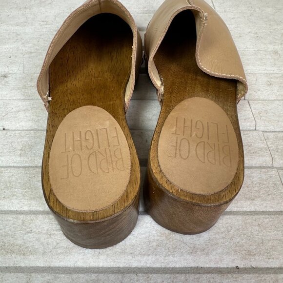 Bird of Flight Studded Mules Clogs Taupe Leather Wooden Soles Sz 7.5 - Cottage - Picture 3 of 7